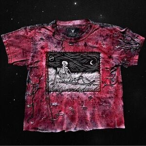 1/1 Custom Demon Flesh "Mourning Star" Distressed Red & Black T Shirt
